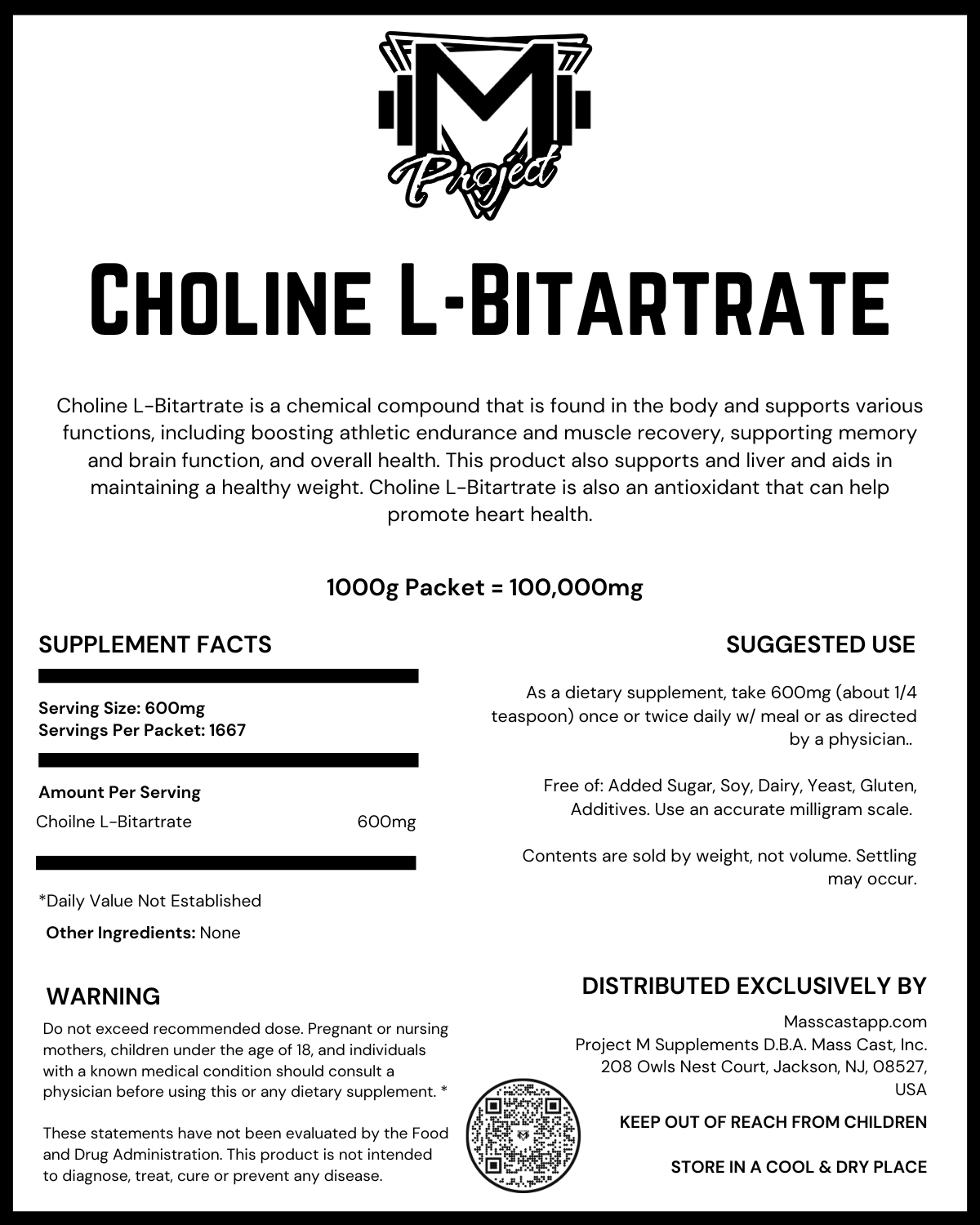 Choline L-Bitartrate by Project M