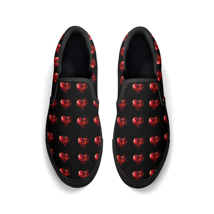 Explosive Hearts Valentine’s Day Edition Slip-on Shoes by Mass Cast