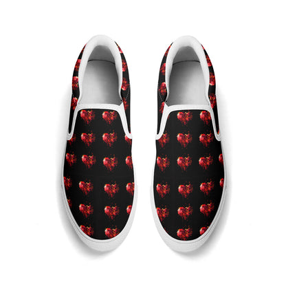 Explosive Hearts Valentine’s Day Edition Slip-on Shoes by Mass Cast